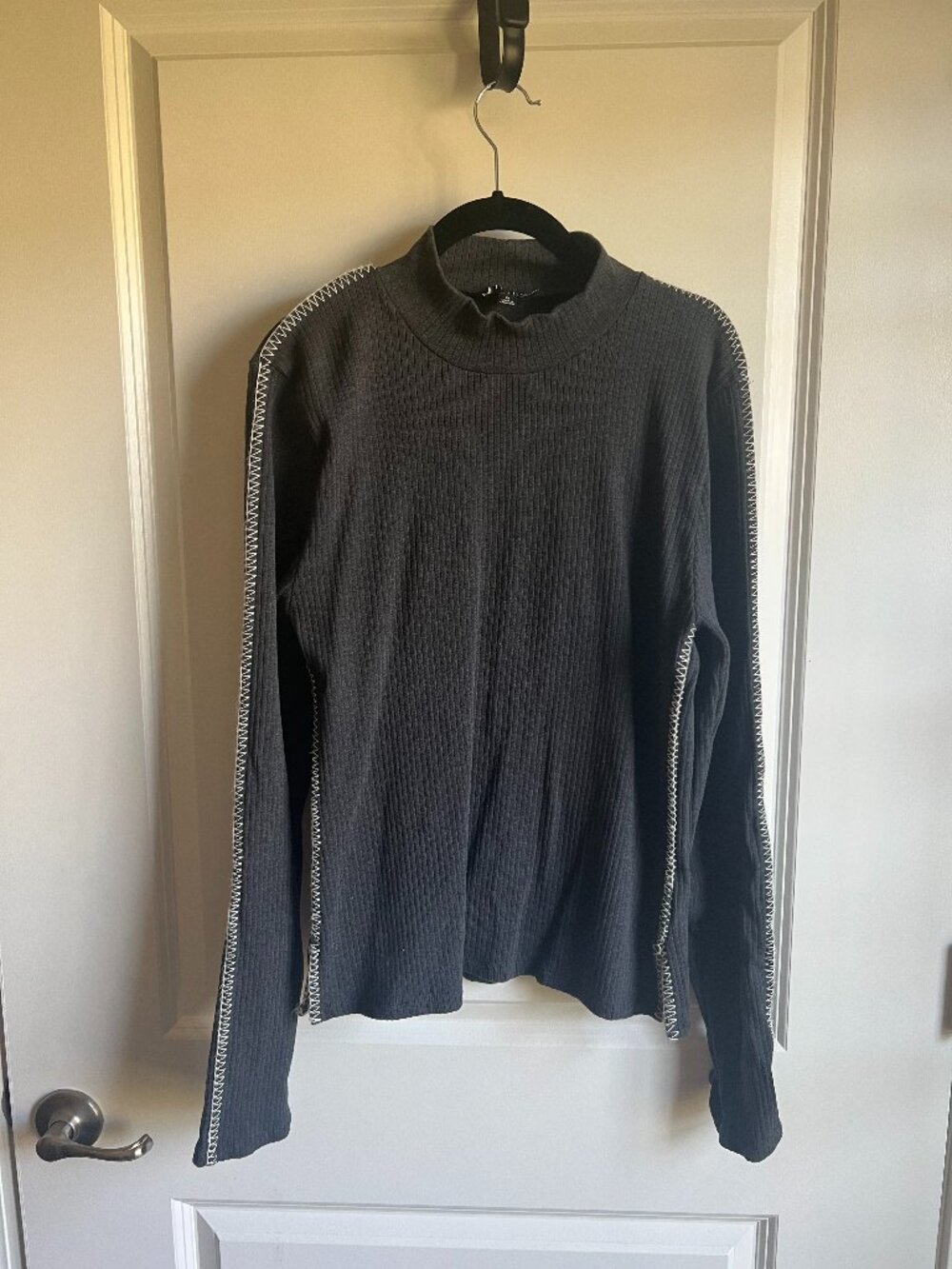 J.Crew Premium Rib Turtleneck with Whipstitch Trim – Heather Gray
